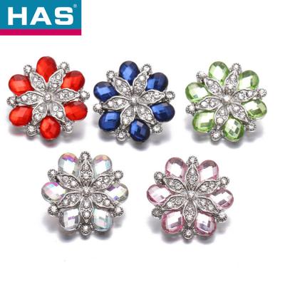 China 18mm Flower Shaped Buttons Personalized Colored Rhinestone Buttons Nickel Free for sale