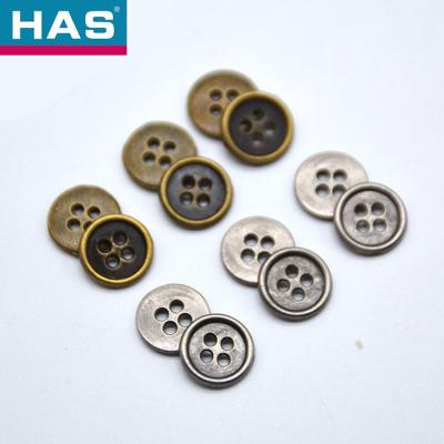 China 18L 4 Hole Metal Button Ant silver Metal Shirt Buttons Round Thin Edged for sale