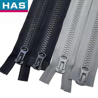 China Lightweight Plastic Slider Zipper Black Grey Two Way Invisible Zipper for sale