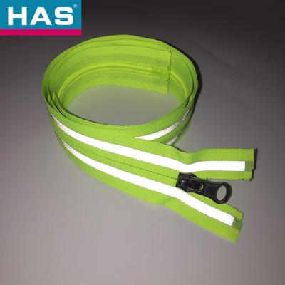 China Waterproof Zippers with Reflective Stripe on 2 Side for Outdoor Jacket garment for sale