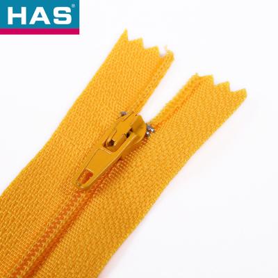 China Auto Lock #3 Nylon Coil Zipper Orange 12 Inch Invisible Zipper Closed End for sale