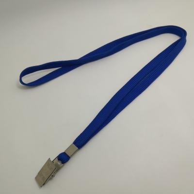 China Wholesale Blue Tubular ID Badge Holder Lanyard With Alligator Hook For ID Badge Holder 8mm Width 90cm Length for sale