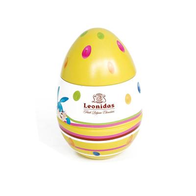 China Giant Recyclable Easter Tinplate Metal Egg For Chocolate Gift Packing Wholesale Chocolate Candy Tin Box With Egg Shape for sale