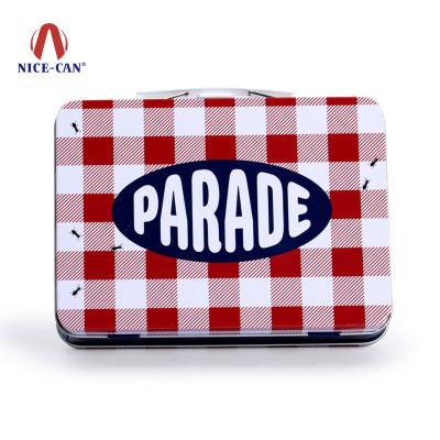 China Recyclable Custom Style Kids Bowl Square Rectangle With Handle Metal Tin Bowl for sale