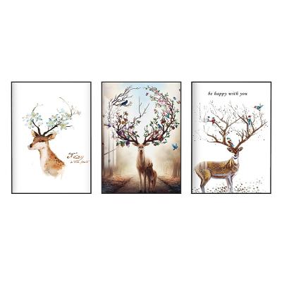 China Modern Northern European Elk Wall Art Decorations For Home Modern Glass Picture Frame Painting for sale