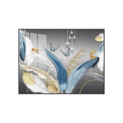 China Meter Box Feather Wall Painting Modern Wall Decoration Office Decorative Painting for sale