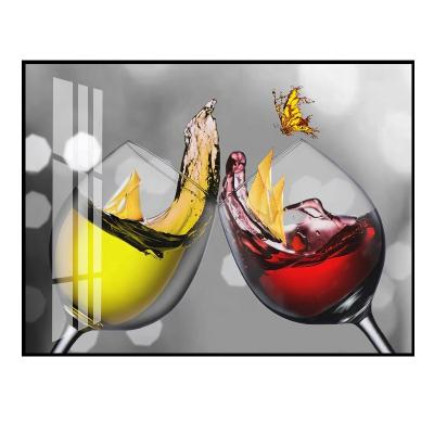 China Modern Light Luxury High Grade Living Room Wine Glass Wall Painting Wall Art Frame Home Decoration for sale