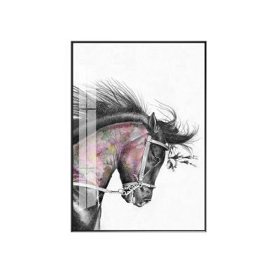 China Modern atmosphere animal painting living room decoration painting good horse porcelain crystal painting for sale