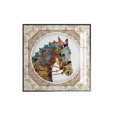 China Classic Living Room Tempered Glass Painting Horse High-grade Decorative Painting Hanging Animal Wall Painting for sale