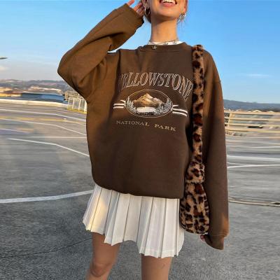 China Anti-Wrinkle Long Sleeve Round Neck Print Breathable Casual Women T-shirt Fall 2021 Tops Shirts For Women Clothes for sale