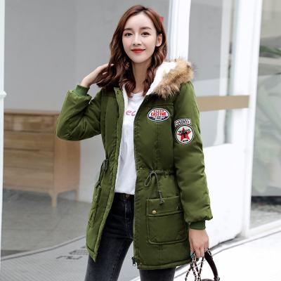 China 2022 New Sustainable Fashion Medium And Long Hooded Women Cotton Padded Clothes for sale