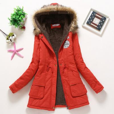 China Anti-wrinkle autumn and winter plus woolen thick collar Korean version of the female long cotton-padded coat plus size cotton-padded coat for sale