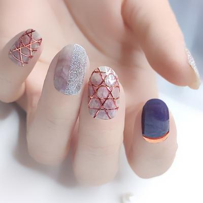 China Hot Selling Nail Art Beauty European And American 3d Fashion Stripe Design Nail Stickers Waterproof To Nail Full Paste Color Small Sticker for sale