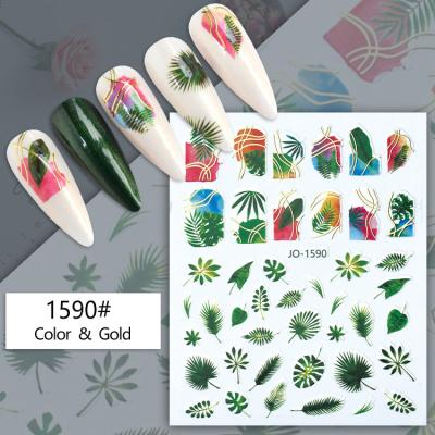 China Hot Stamping Nail Art Beauty 2022 New Gold 5D Nail Sticker Flower Three-Dimensional Nail Sticker for sale