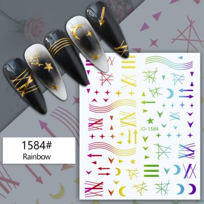 China Irregular Nail Art Beauty Multi Color Curve Star Pattern Nail Sticker for sale