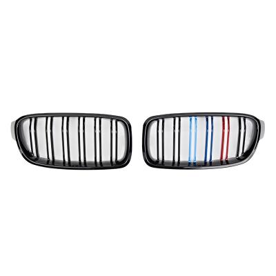 China ABS 3 Series Dual Slat Gloss Black W/TRI Color Front Grille For BMW F30 2012-ON for sale