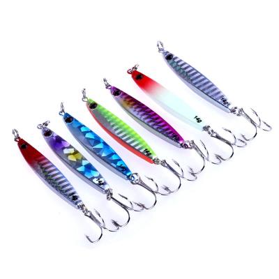 China Hot Sales 14g 21g 30g 40g Metal Lead Bait Fishing Lures Feather Triple Hook Lead Fish Jigs for sale