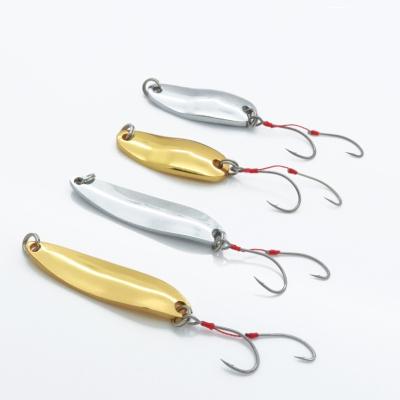 China Wholesales Metal 3.5g 5g Diamond Metal Baits Fishing Lures Spoon Spinnerbait Willow Silver Leaf With Letter Hook for sale