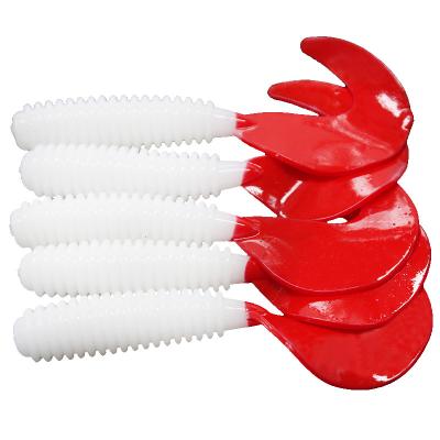 China Outdoor Fishing Activity Wholesale 1.2g/5cm 2g/6cm Soft ABS Artificial Plastic 3g/7cm Worm Fishing Lure White Body Tail Floating Red Lures for sale