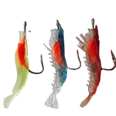 China PVC Wholesales Luminous 6cm Band 3g Saltwater Shrimp Sabiki Rigs Joint Soft Bait Tpr Shrimp Lure With Topwater for sale