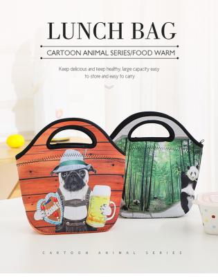 China Puppy Waterproof Cartoon Panda Insulation Fabric Inner High Stitching Style Lunch Bag Animal Diving Multi Promotion for sale