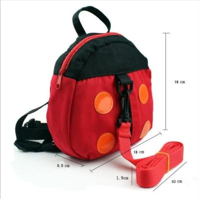 China canvas Anti-lost fabric lightweight cotton baby bag with ladybugs shape anti lost backpack wholesale for sale