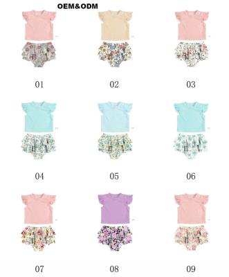 China Antibacterial Customize Girls Swimwear Ruffles Fashion Kids Floral Two Piece Tankini Swimwear For Kids Girls for sale