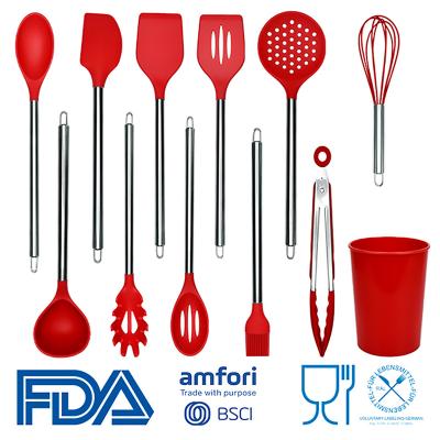 China ArtSample Household Stainless Steel Silicone Kitchen Viable Nylon Accessories Cooking Tools Utensil Set for sale