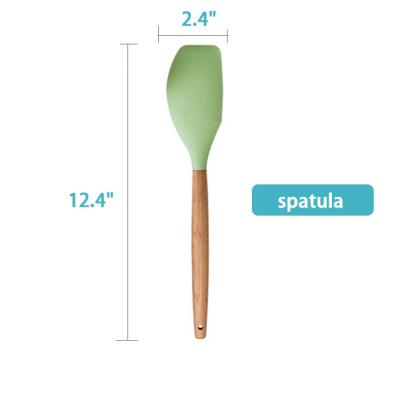 China ArtSample Silicone Baking Spatula Handle BPA Kitchen Pizza Free Cake BBQ High Temperature Resistant Viable Natural Wood Pancake for sale