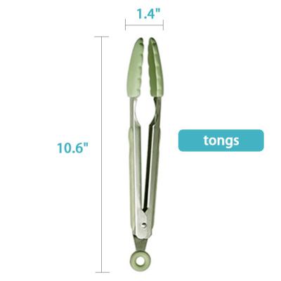 China Stainless Steel Viable Handle ArtSample Silicone Kitchen BBQ Ice Salad Food High Temperature Resistant Non-Toxic Tongs for sale