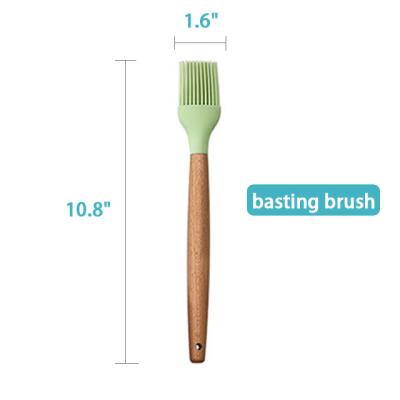 China ArtSample Viable Natural Wood Handle Kitchen BPA Free High Temperature Resistant Non-Toxic Silicone Basting Brush for sale