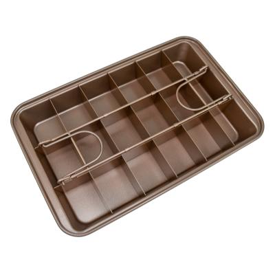 China Durable Nonstick High Temperature Resistance Carbon Steel Coating ArtSample Quick Heating With Dividers Brownie Cake Pan for sale