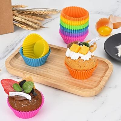 China Viable Custom Multicolor Reusable Non-Stick Silicone Cups Buns Baking Cake Decorating Fondant Pop Molds for sale