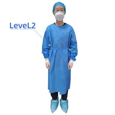 China 100%SMS Snowwolf 35g Disposable Ultrasonic Waterproof Unsterile Waterproof Medical CE level2 Surgical Gown CE Approved Surgical Gown for sale