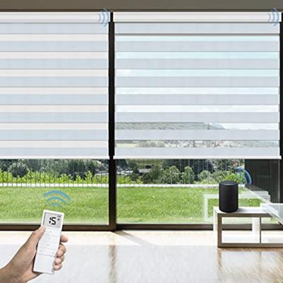 China Custom Cortinas Electric Night Shades Zebra Roller Daytime Smart Alexa Wifi Blackout Automatic Blackout Zebra Shades For Windows for sale