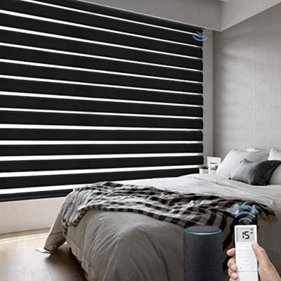 中国 Smart Zebra Blinds Polyester Bedroom Zebra Smart Motorized Remote Control Roller Blinds Wholesale Ready To Use Day And Night With App 販売のため