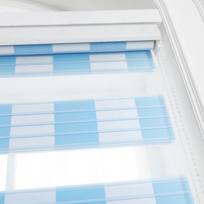 China New Design Window Cloth Factory Outlet Polyester Blind Blackout Zebra Roll Blackout Window Blind Blue White Cloth for sale