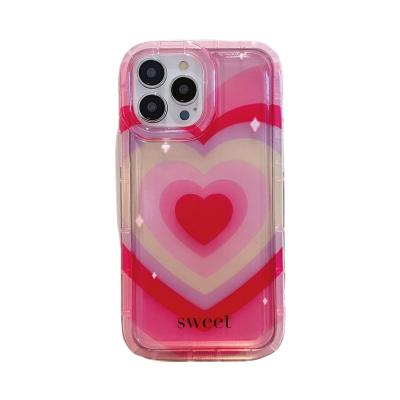 China Shockproof New Arrival Wholesale Phone Case  Cute Fashion Transparent Sweet Cool ins Wind Big Love Heart with Wave Patterns Design Soft  Ph for sale