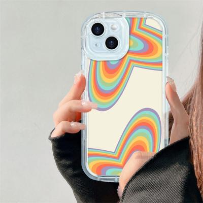 China Shockproof Luxury Refreshing Rainbow Silicone Protective Case for iPhone14 13 12Promax shell Butterfly Mobile Phone Shockproof Back Cover for sale