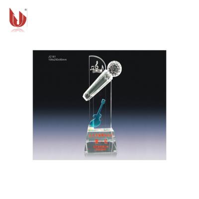 China Personal Customized Design Crystal Glass Microphone Trophy Award JC181 From China Wholesale Price for sale