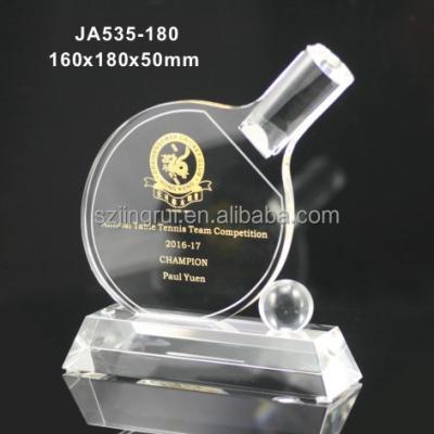 China China table tennis crystal trophy for sale