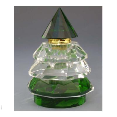 China China Tree Design Art Glass Sculpture Fused Green Exquisite Glass Art Empty Perfume Bottles Crystal for sale