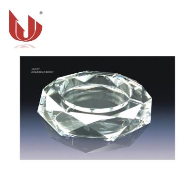 China New Round Diamond Cut Shape Engraved Clear Crystal Ashtray For Business Gifts Europe Design JS027 for sale