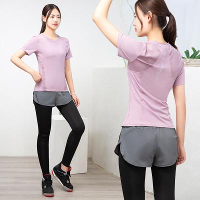 China Wholesale 2022 Sports Suit Lady Breathable Mesh Breathable Gym Two Piece Set Outdoor Fitness Yoga Wear For Women for sale