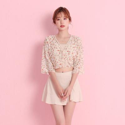 China 2022 Soft Gauze Cover Up Swimwear Sunscreen Floral Breathable Japan Korean Style Fashion Swimwear For Women for sale