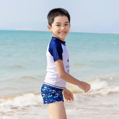 China 2022 New Fashion Round Neck Boys Summer Beach Wear Favorable Price Breathable Short Sleeve Two Piece Set Swimwear For Kids for sale