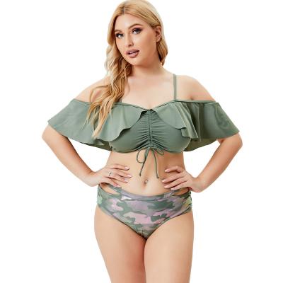 China Professional strap plus size ruffle factory sexy bikini plus size slit two-piece set swimwear for fat women for sale