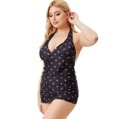 China Animal Print Neck Plus Size Sexy Top Plus Size Bikini Triangle Beachwear Set Two Piece Swimwear For Fat Women for sale