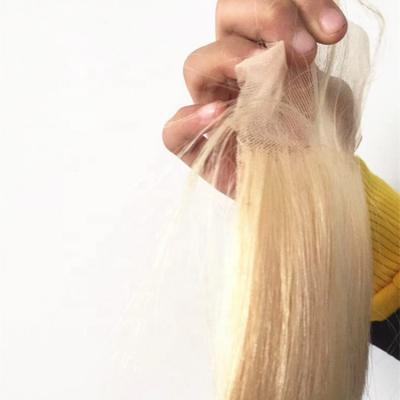 China Silky Straight Straight Wave Lace Frontal Closure Hair, 613 Blonde Hair for sale