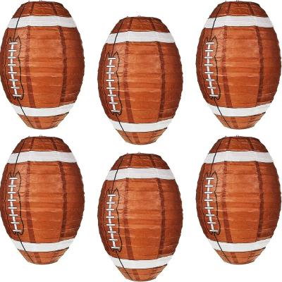 China Europe RUI YI Rugby Paper Lanterns Football Decoration Sports Ball Lantern Hanging Birthday Baby Shower Sports Party Supply for sale